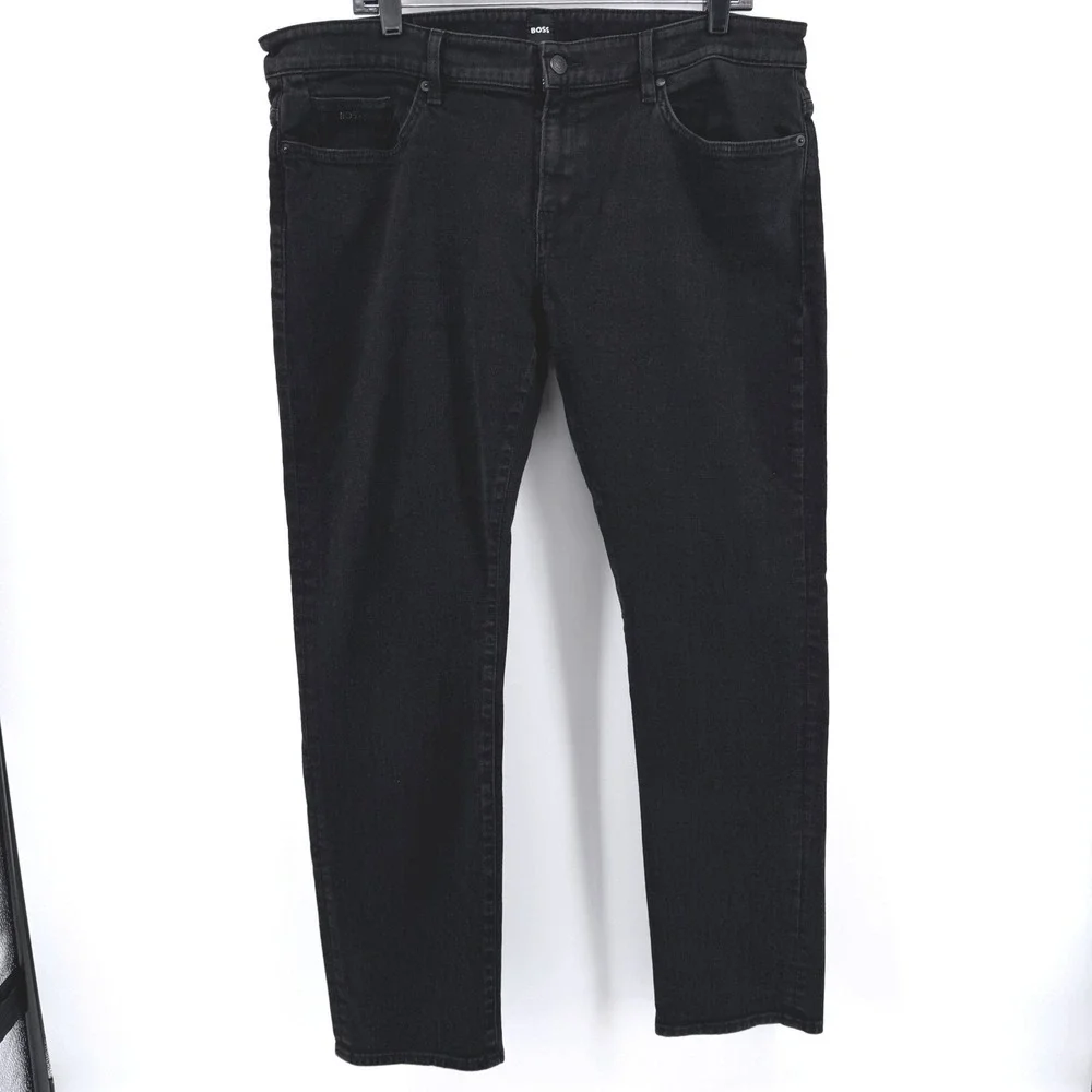 Hugo Boss Delaware Slim Fit Jeans Mens 40x32‎ Black Stretch Denim Pants